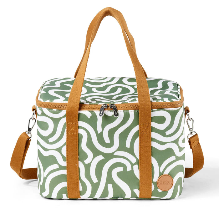 Maxi Insulated Picnic Bag/Pumping Bag - Green Squiggle