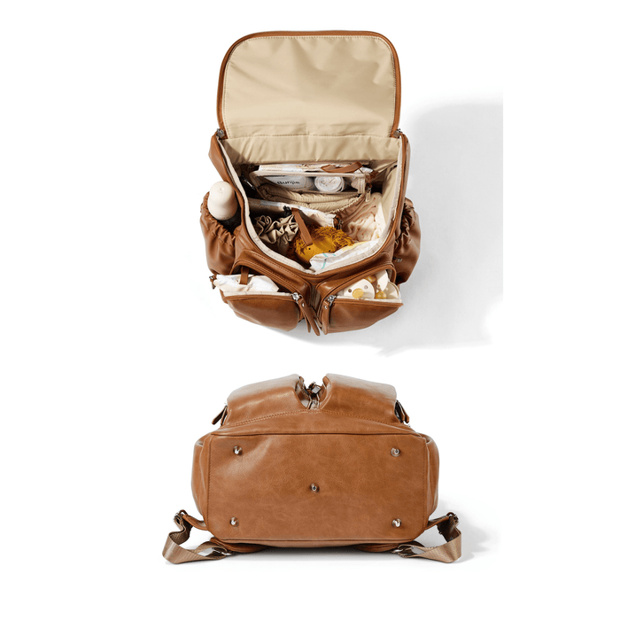 Signature Nappy Backpack - Tan Vegan Leather