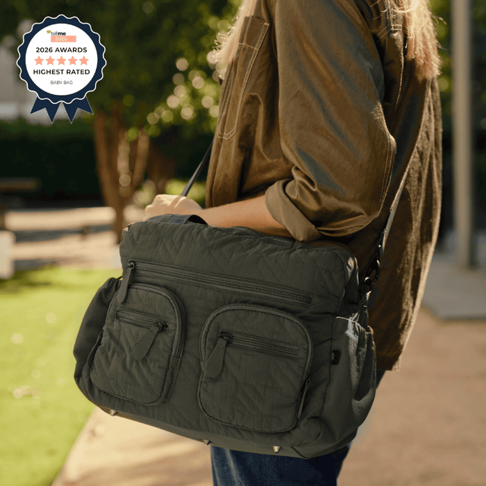 Carry All Nappy Bag - Olive Houndstooth Quilt