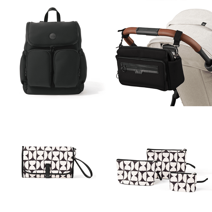 First Time Parent Nappy Bag Bundle - Black Neoprene & Hourglass