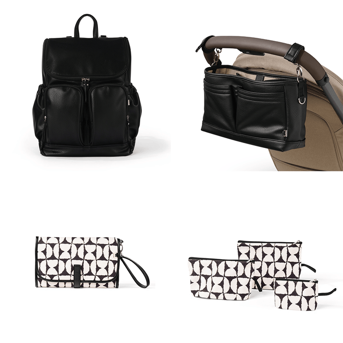 First Time Parent Nappy Bag Bundle - Black Dimple & Hourglass