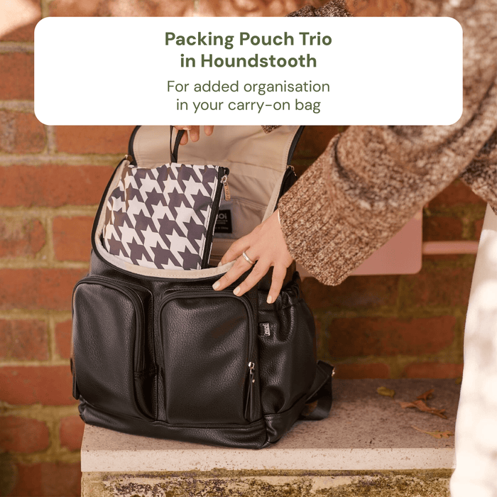 First Time Parent Nappy Bag Bundle - Black Dimple & Houndstooth
