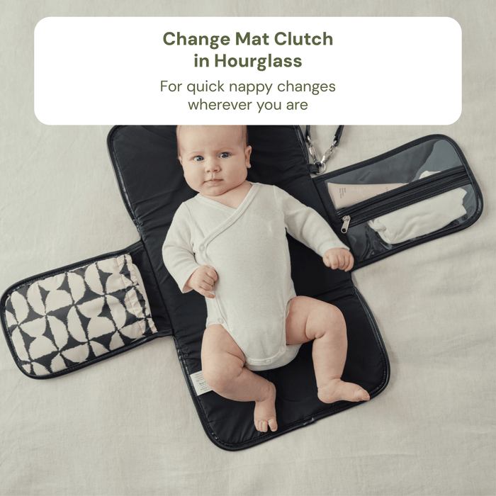 First Time Parent Nappy Bag Bundle - Black Nylon & Hourglass