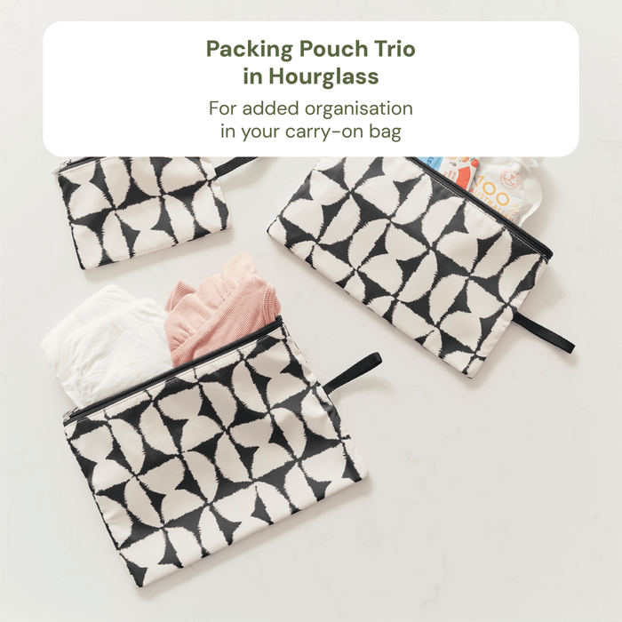 First Time Parent Nappy Bag Bundle - Black Nylon & Hourglass