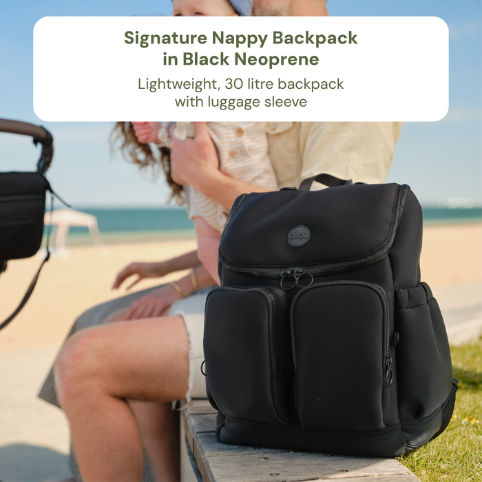 First Time Parent Nappy Bag Bundle - Black Neoprene & Hourglass