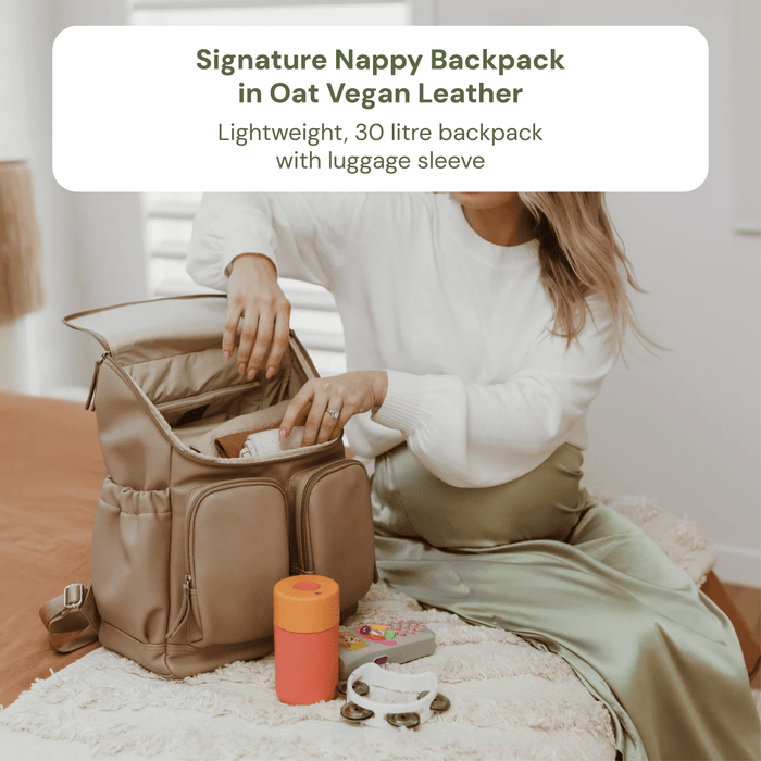 First Time Parent Nappy Bag Bundle - Oat & Blue Stripe