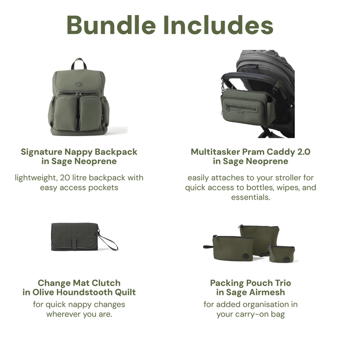 First Time Parent Nappy Bag Bundle -  Sage & Olive