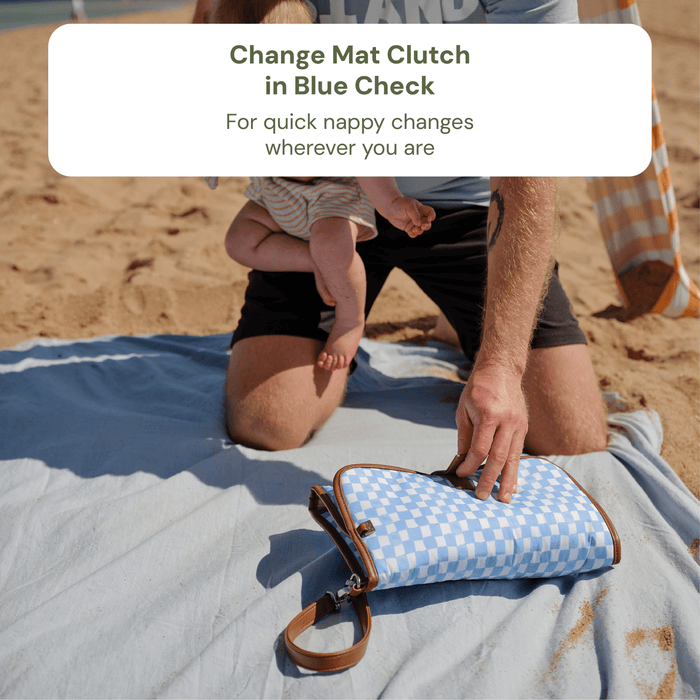 First Time Parent Nappy Bag Bundle - Tan & Blue Check