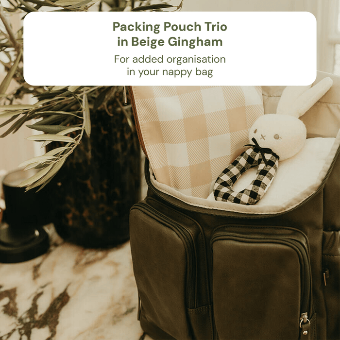 First Time Parent Nappy Bag Bundle - Tan & Beige Gingham