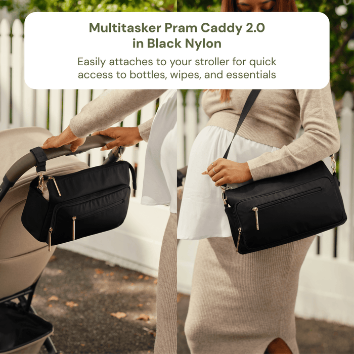 First Time Parent Nappy Bag Bundle - Black Nylon & Hourglass