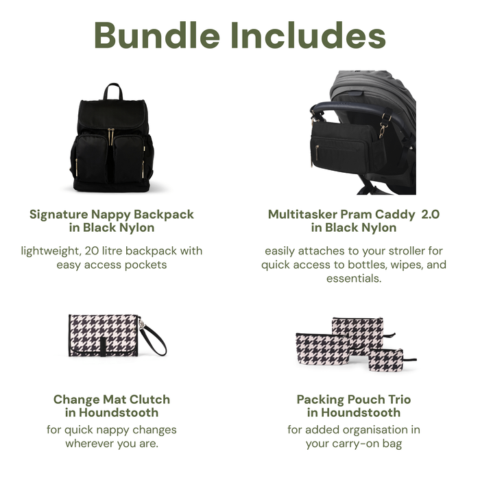 First Time Parent Bundle - Nylon & Houndstooth