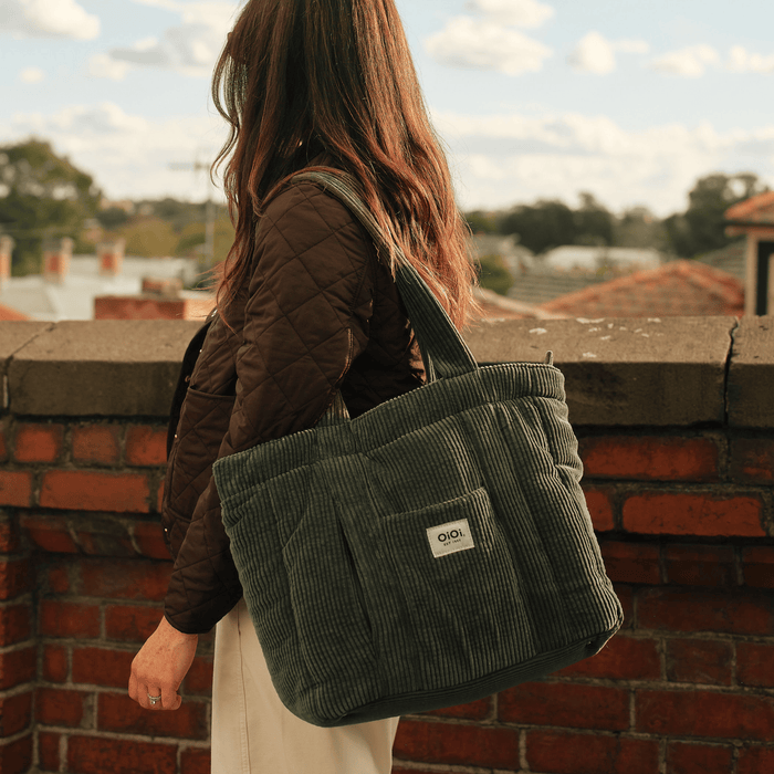 Everyday Tote - Moss Green Corduroy (PRE-ORDER FOR AUGUST DELIVERY)
