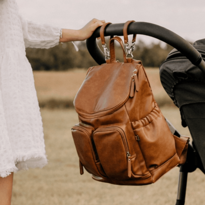 Signature Nappy Backpack - Tan Vegan Leather