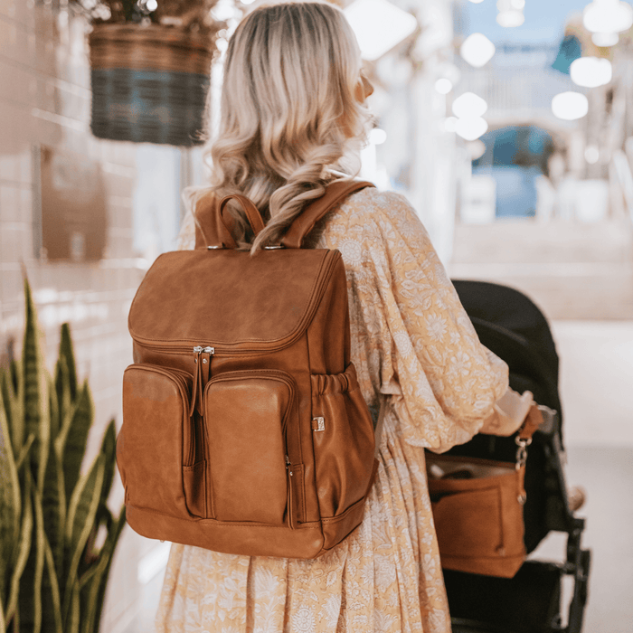Signature Nappy Backpack - Tan Vegan Leather