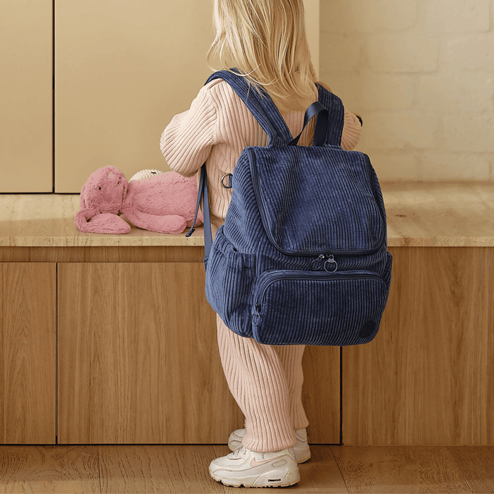 Signature Kids Backpack - Ocean Blue Corduroy (PRE-ORDER FOR AUGUST DELIVERY)