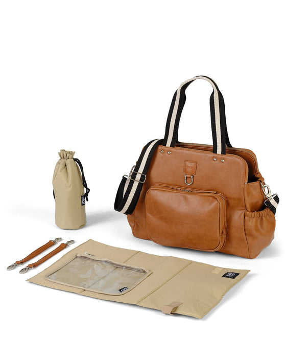 Triple Tote Nappy Bag - Tan Vegan Leather