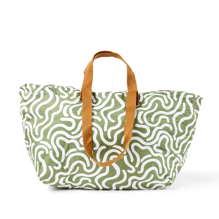 Fold-Up Tote - Green Squiggle