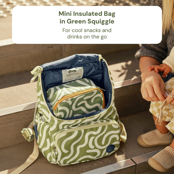 Baby & Toddler Nappy Bag Bundle – Sage Neoprene, Green Squiggle & Blue Check (PRE-ORDER FOR MAY DELIVERY)
