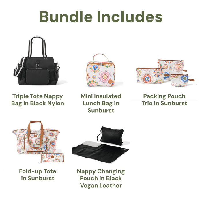 Triple Tote Baby Bundle – Black & Sunburst
