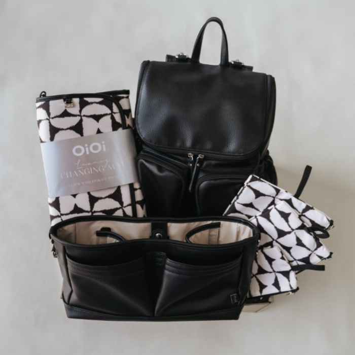 First Time Parent Nappy Bag Bundle - Black Dimple & Hourglass