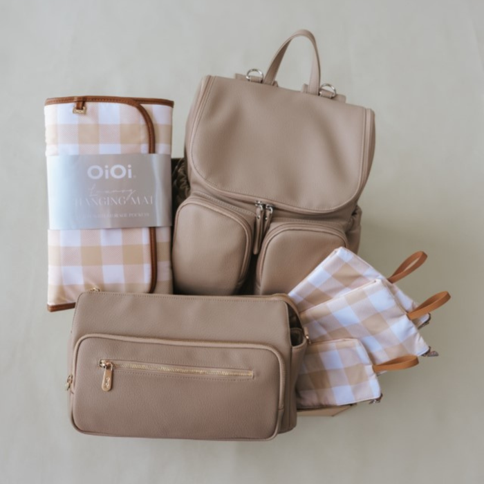 First Time Parent Nappy Bag Bundle - Oat & Beige Gingham