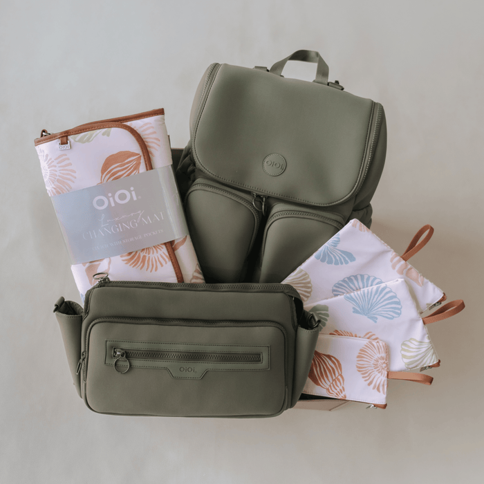 First Time Parent Nappy Bag Bundle - Sage & Seashells