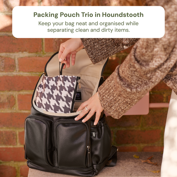 Triple Tote Baby Bag Bundle – Black & Houndstooth