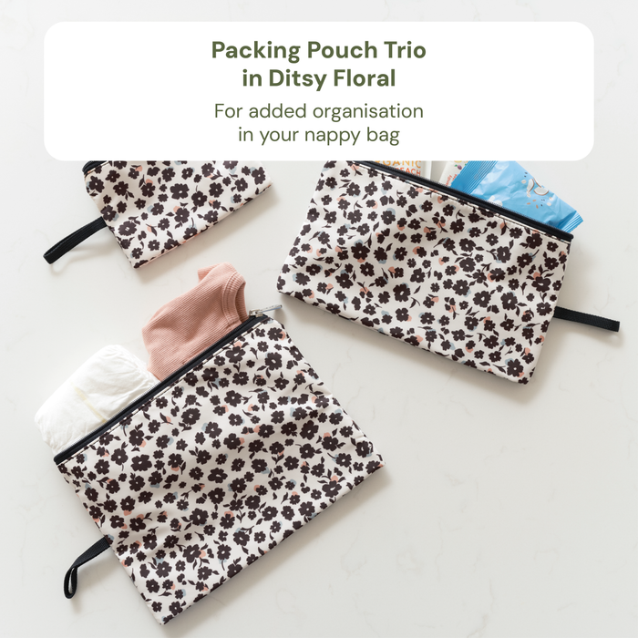 First Time Parent Nappy Bag Bundle - Black Dimple & Ditsy Floral