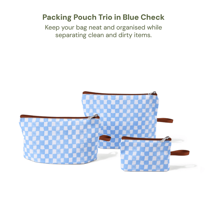 Nappy Bag Organisation Kit – Blue Check & Black Nylon