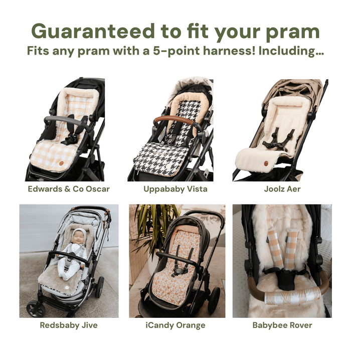 Reversible Pram Liner - Houndstooth/Faux Fur