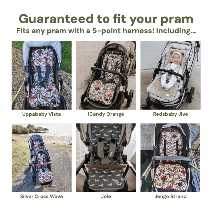 Reversible Pram Liner - Coastline/Faux Fur