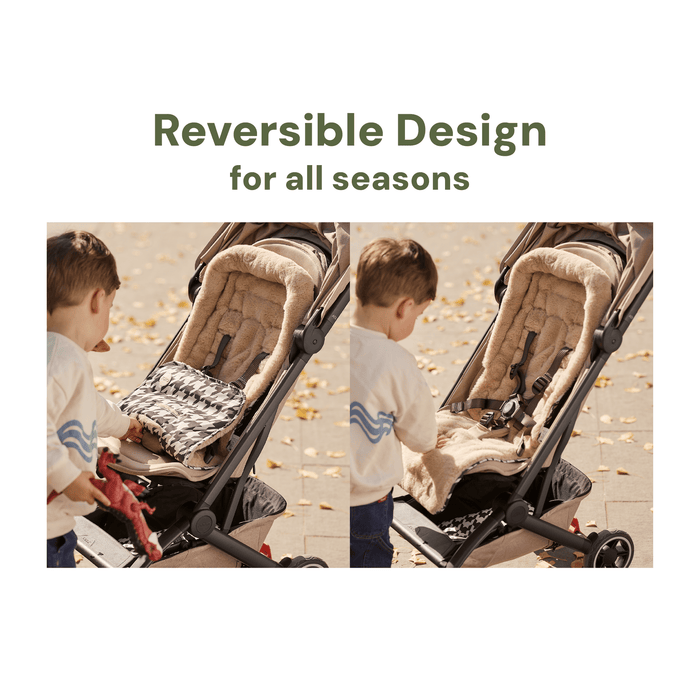 Reversible Pram Liner - Houndstooth/Faux Fur
