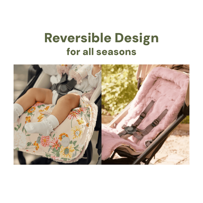Reversible Pram Liner - Garden Party/Faux Fur