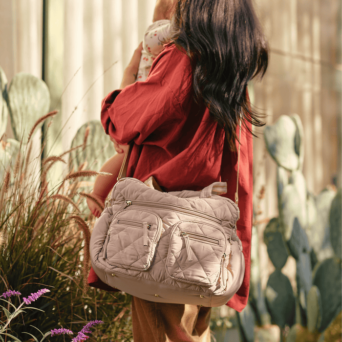 Carry All Nappy Bag - Puffy Beige Quilt (PRE-ORDER FOR JUNE DISPATCH)