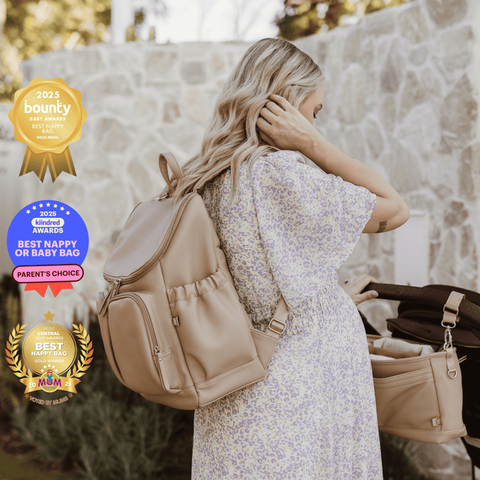 Signature Nappy Backpack - Oat Vegan Leather