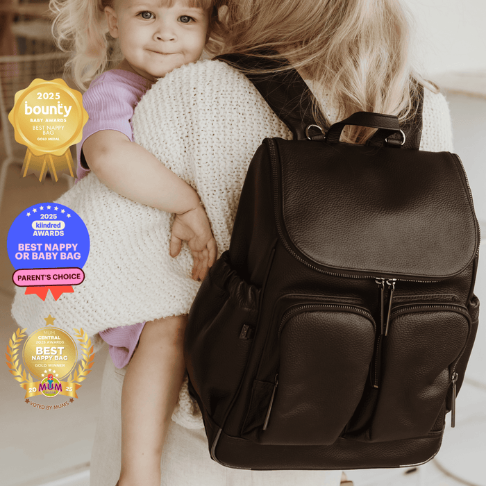 Signature Nappy Backpack - Jet Black Genuine Leather