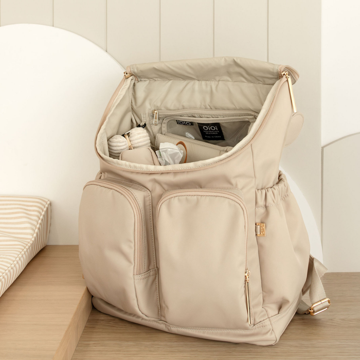 Signature Nappy Backpack - Beige Nylon (PRE-ORDER FOR FEBRUARY DELIVERY)