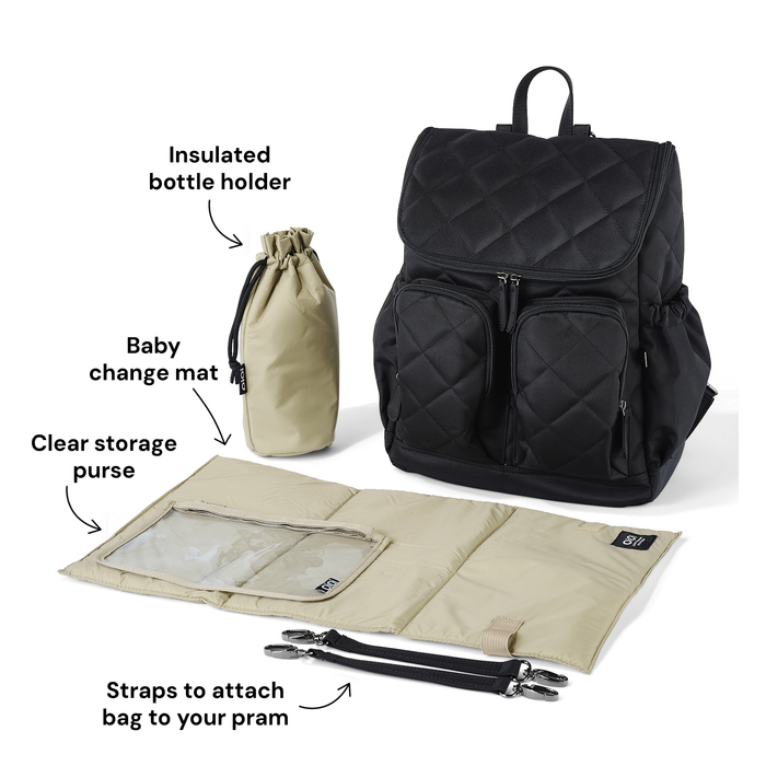 Signature Nappy Backpack - Black Diamond Quilt Nylon