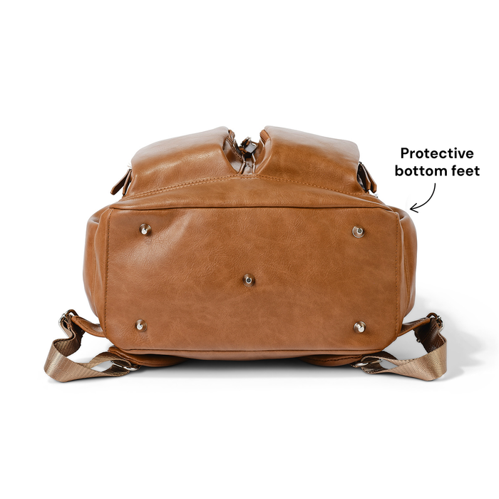 Signature Nappy Backpack - Tan Vegan Leather
