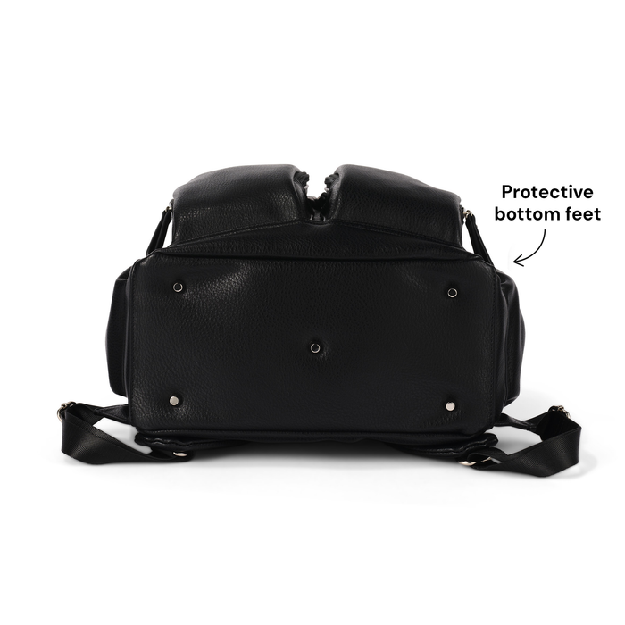 Signature Nappy Backpack - Black Dimple Vegan Leather