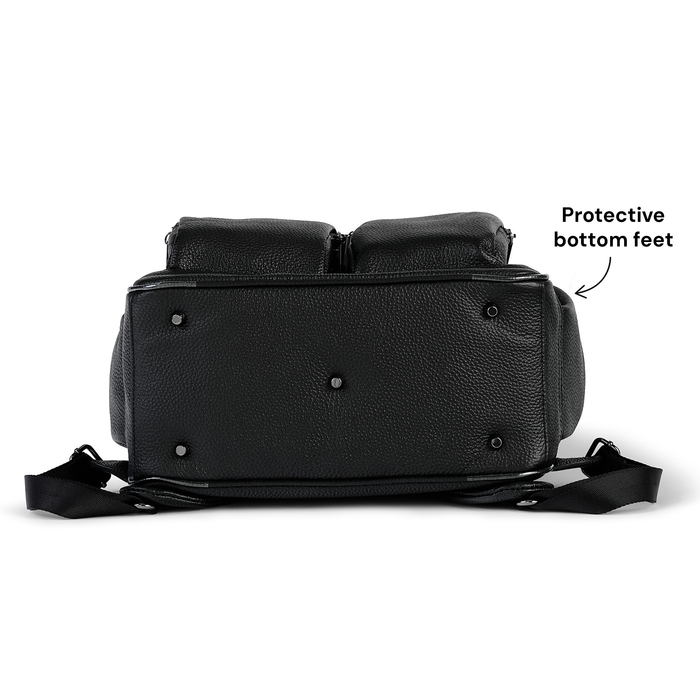 Signature Nappy Backpack - Jet Black Genuine Leather