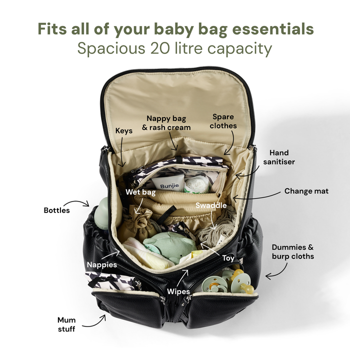 Signature Nappy Backpack - Black Dimple Vegan Leather