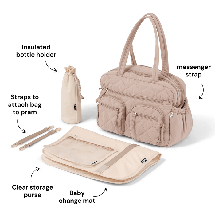Carry All Changing Bag - Puffy Beige Quilt