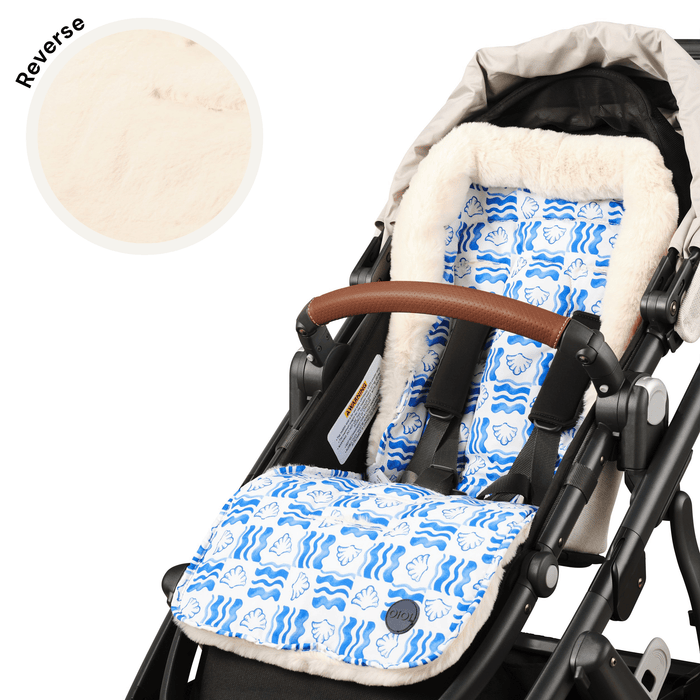 Reversible Pram Liner - Coastline/Faux Fur