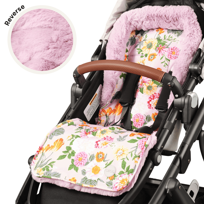 Reversible Pram Liner - Garden Party/Faux Fur