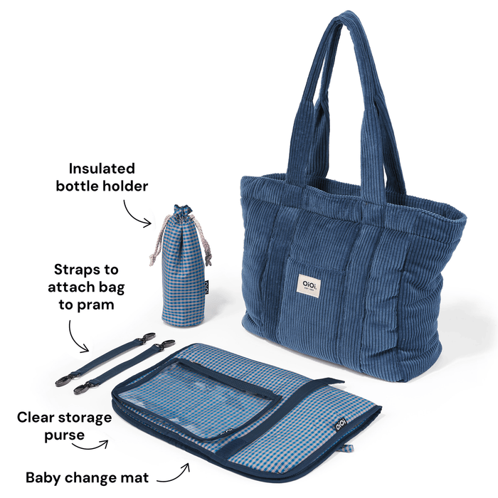 Everyday Tote - Ocean Blue Corduroy (PRE-ORDER FOR AUGUST DELIVERY)
