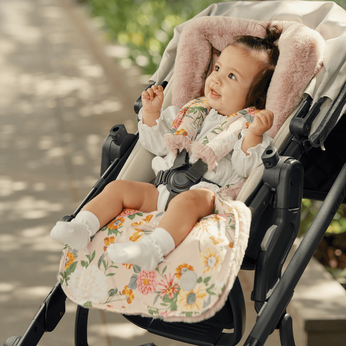Reversible Pram Liner - Garden Party/Faux Fur