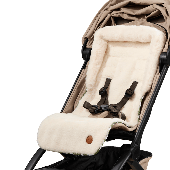 Reversible Pram Liner - Green Squiggle/Faux Fur