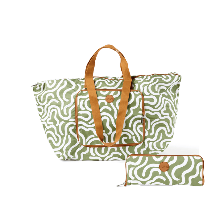 Fold-Up Tote - Green Squiggle