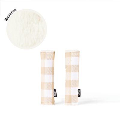 Reversible Pram Harness Cover Set - Gingham/Faux Fur (PRE-ORDER FOR SEPTEMBER DELIVERY)
